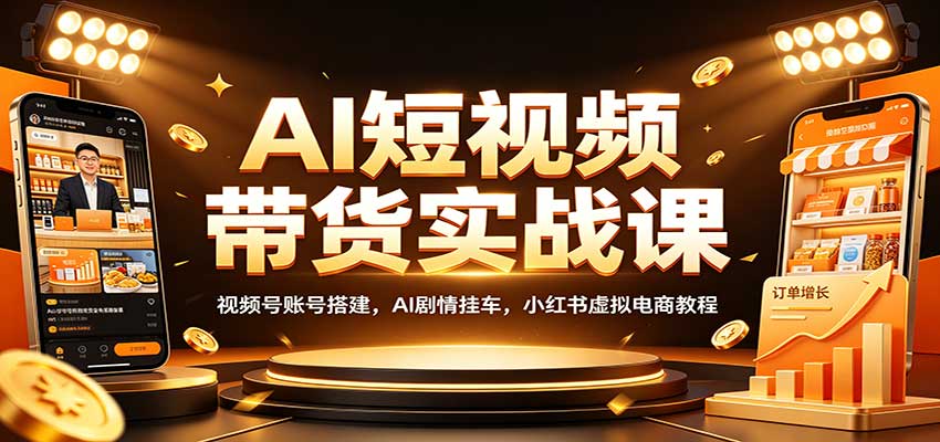 AI短视频带货实战课:视频号账号搭建,AI剧情挂车,小红书虚拟电商教程-鑫梵淘轻创网