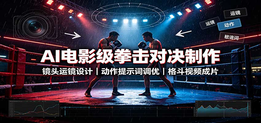 AI电影级拳击对决制作:镜头运镜设计,动作提示词调优,格斗视频成片-鑫梵淘轻创网