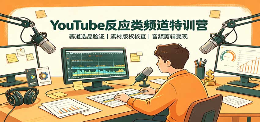 YouTube反应类频道特训营:赛道选品验证,素材版权核查,音频剪辑变现-鑫梵淘轻创网