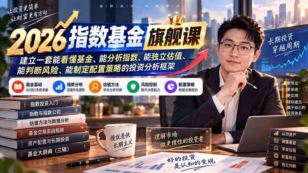 2026指数基金旗舰课|建立一套能看懂基金、能分析指数、能独立估值、能判断风险、能制定配置策略的投资分析框架-鑫梵淘轻创网