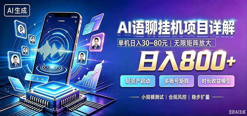 AI语聊挂机，日入800+，适用个人副业，工作室矩阵操作-鑫梵淘轻创网