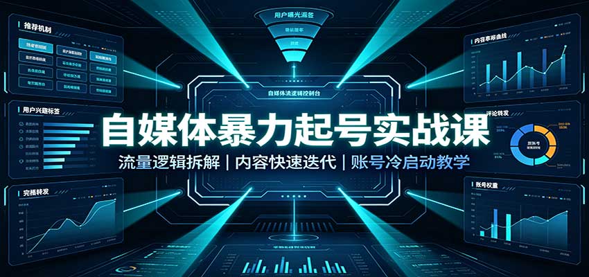 自媒体暴力起号实战课：流量逻辑拆解，内容快速迭代，账号冷启动教学-鑫梵淘轻创网