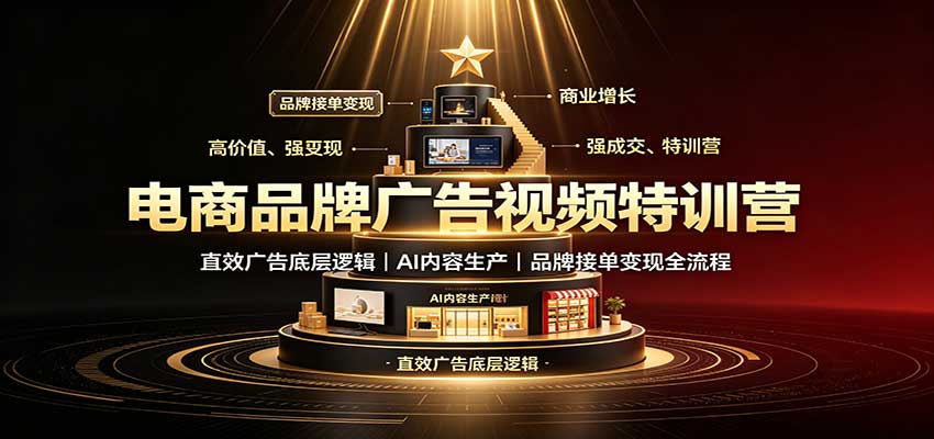 电商品牌广告视频特训：直效广告底层逻辑，AI内容生产，品牌接单变现全流程-鑫梵淘轻创网
