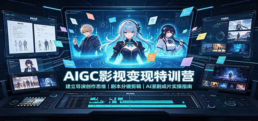 AIGC影视变现特训营：建立导演创作思维，剧本分镜剪辑，AI漫剧成片实操指南-鑫梵淘轻创网