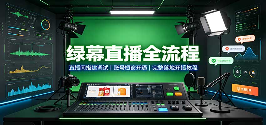 绿幕直播全流程:直播间搭建调试,账号橱窗开通,完整落地开播教程-鑫梵淘轻创网