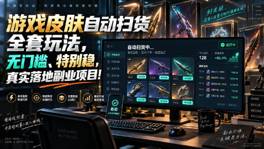 游戏皮肤自动扫货全套玩法，无门槛、特别稳，真实落地副业项目！【揭秘】-鑫梵淘轻创网