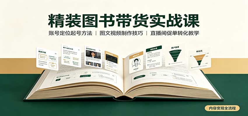 精装图书带货实战课：账号定位起号方法，图文视频制作，促单转化教学-鑫梵淘轻创网