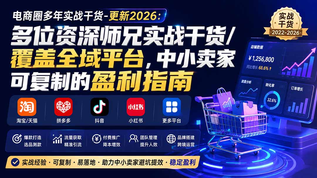 电商圈多年实战干货-更新2026：多位资深师兄实战干货/覆盖全域平台，中小卖家可复制的盈利指南-鑫梵淘轻创网