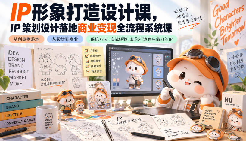IP形象打造设计课，IP策划设计落地商业变现全流程系统课-鑫梵淘轻创网