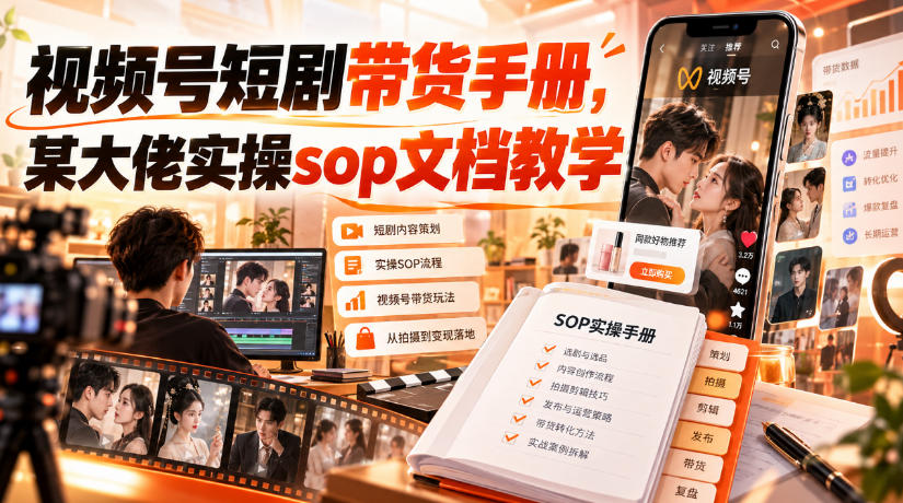 视频号短剧带货手册，某大佬实操sop文档教学-鑫梵淘轻创网