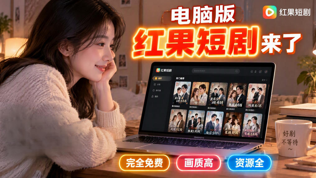 手机看短剧费眼?电脑版红果短剧来了,完全免费、画质高、资源全-鑫梵淘轻创网