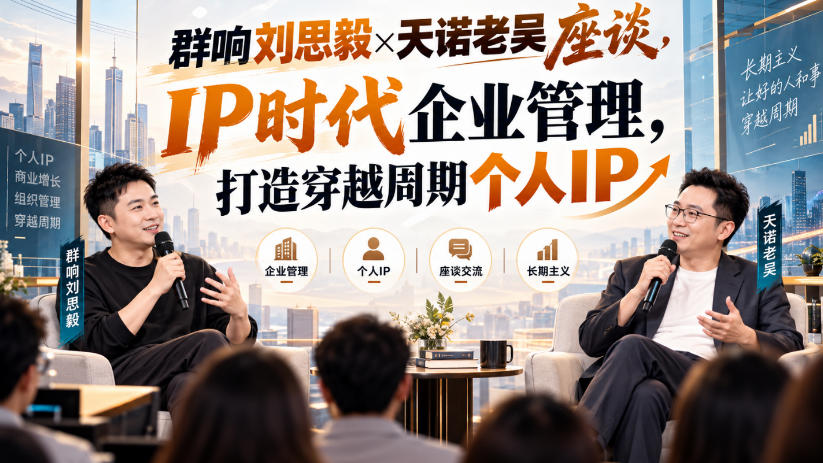 群响刘思毅×天诺老吴座谈,IP时代企业管理,打造穿越周期个人IP-鑫梵淘轻创网