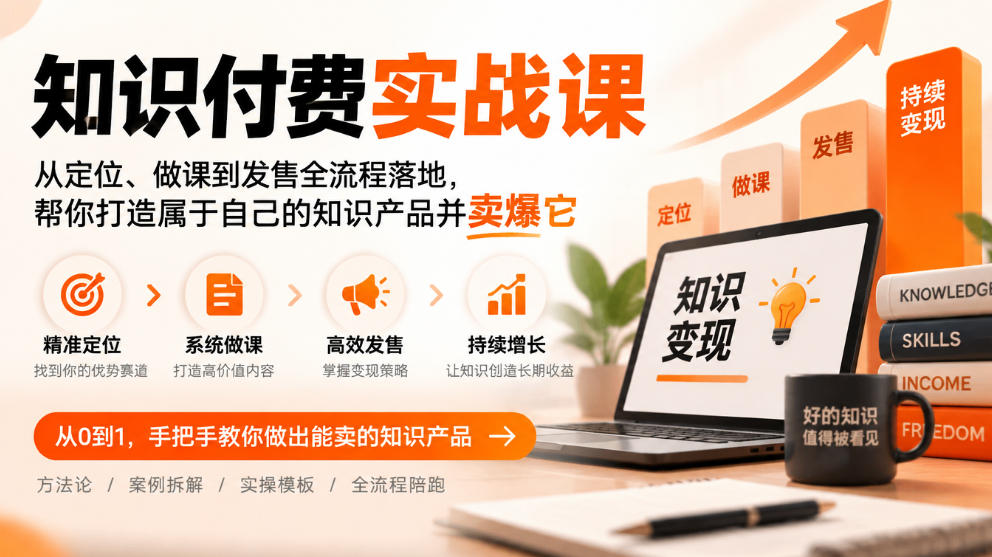 知识付费实战课：从定位、做课到发售全流程落地，帮你打造属于自己的知识产品并卖爆它-鑫梵淘轻创网