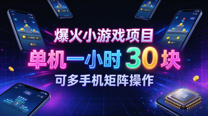 爆火小游戏撸金项目，实测单机一小时30+，可多手机矩阵操作，新手看完一遍就能上手【揭秘】-鑫梵淘轻创网