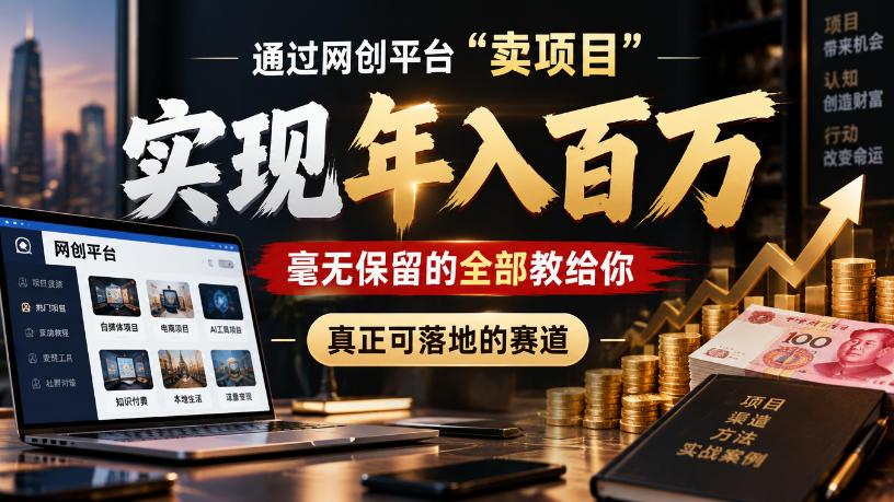 通过网创平台“卖项目”实现年入100w，毫无保留的全部教给你，真正可落地的赛道【揭秘】-鑫梵淘轻创网