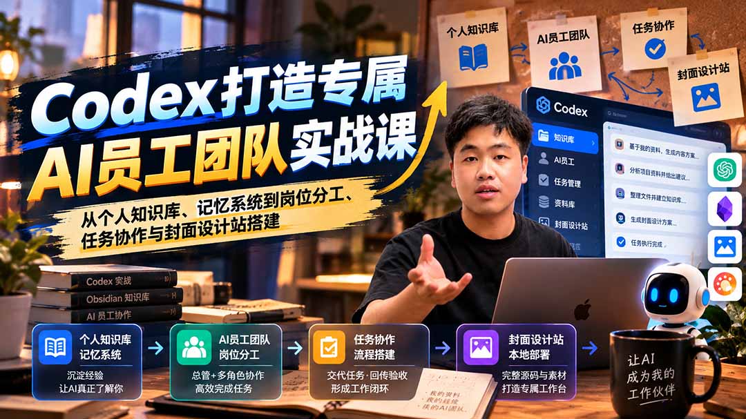 【无水印】Codex打造专属AI员工团队实战课：从个人知识库、记忆系统到岗位分工、任务协作与封面设计站搭建-鑫梵淘轻创网