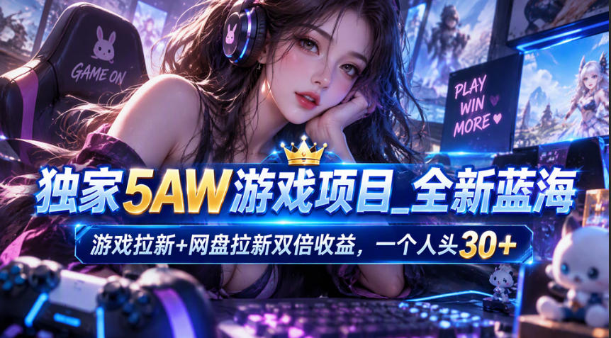 独家5AW游戏蓝海项目_游戏拉新+网盘拉新双倍收益，拉新一个30米-鑫梵淘轻创网