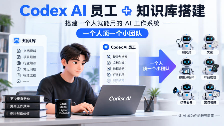 Codex AI员工+知识库搭建,搭建一个人就能用的AI工作系统,一个人顶一个小团队-鑫梵淘轻创网