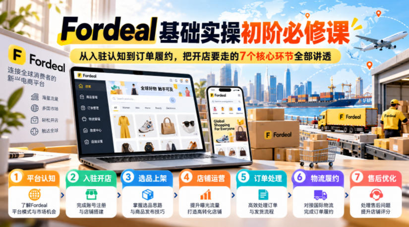 Fordeal基础实操初阶必修课，从入驻认知到订单履约，把开店要走的7个核心环节全部讲透-鑫梵淘轻创网
