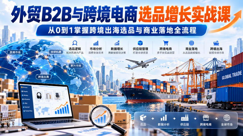 外贸B2B与跨境电商选品增长实战课，从0到1掌握跨境出海选品与商业落地全流程-鑫梵淘轻创网