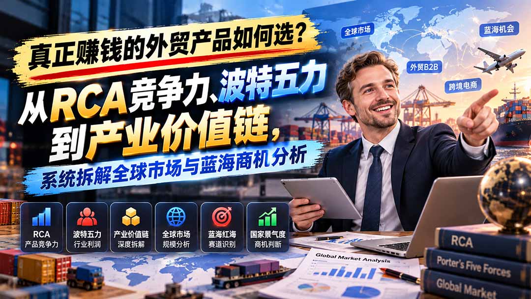 真正赚钱的外贸B2B产品如何选？从RCA竞争力、波特五力到产业价值链，系统拆解全球市场与蓝海商机分析-鑫梵淘轻创网