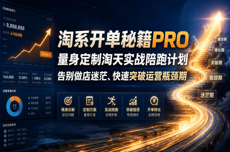 淘系开单秘籍PRO，量身定制淘天实战陪跑计划，告别做店迷茫、快速突破运营瓶颈期(更新261012)-鑫梵淘轻创网