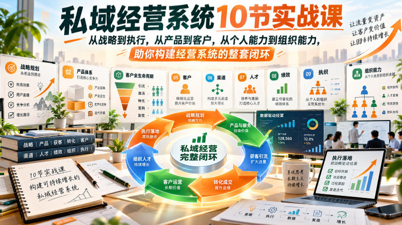 私域经营系统10节实战课，从战略到执行，从产品到客户，从个人能力到组织能力，助你构建经营系统的整套闭环-鑫梵淘轻创网