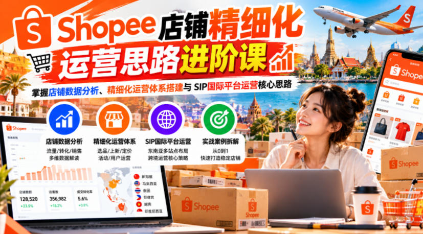 Shopee店铺精细化运营思路进阶课，掌握店铺数据分析、精细化运营体系搭建与SIP国际平台运营核心思路-鑫梵淘轻创网