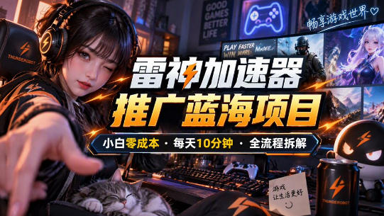 雷神加速器推广5.0实操教程：口令图文玩法全流程拆解(零成本·每天10分钟)-鑫梵淘轻创网