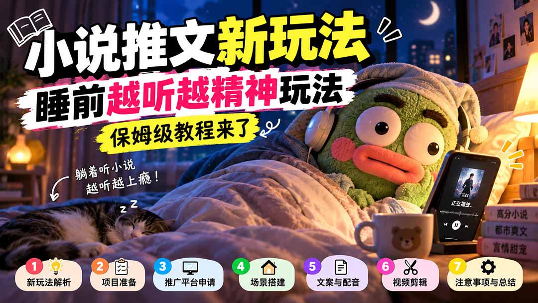 小说推文新玩法,睡前越听越精神玩法,保姆级教程来了-鑫梵淘轻创网