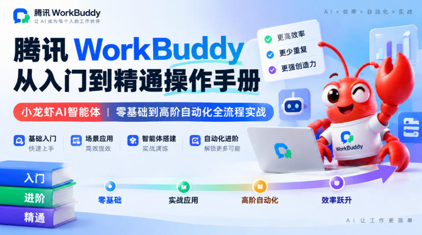 腾讯WorkBuddy从入门到精通操作手册｜小龙虾AI智能体，零基础到高阶自动化全流程实战【文档】-鑫梵淘轻创网