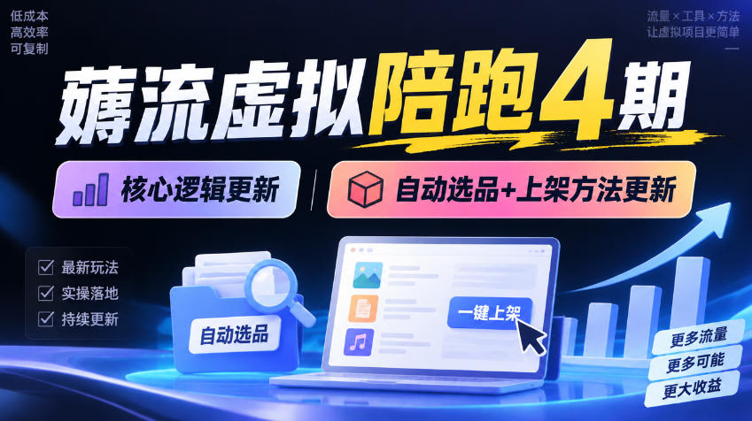 薅流虚拟陪跑4期丨核心逻辑更新丨自动选品+上架方法更新-鑫梵淘轻创网