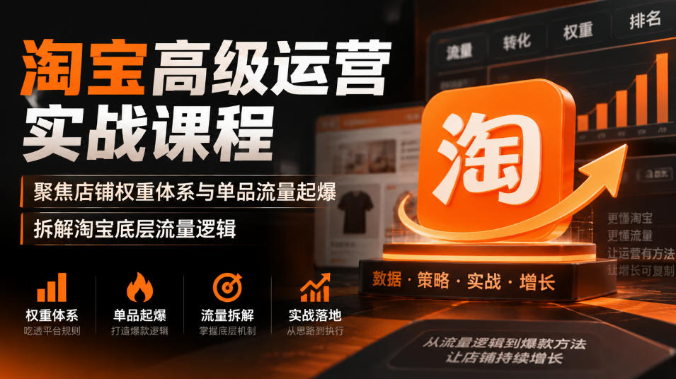 淘宝高级运营实战课程,聚焦店铺权重体系与单品流量起爆,拆解淘宝底层流量逻辑-鑫梵淘轻创网