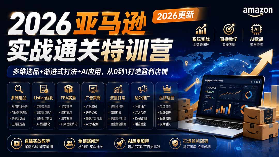 2026亚马逊实战通关特训营-更新1017,多维选品+渐进式打法+AI应用,从0到1打造盈利店铺-鑫梵淘轻创网
