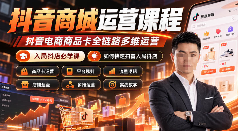抖音商城运营课程,抖音电商商品卡全链路多维运营,入局抖店必学课, 如何快速扫盲入局抖店(更新1017)-鑫梵淘轻创网