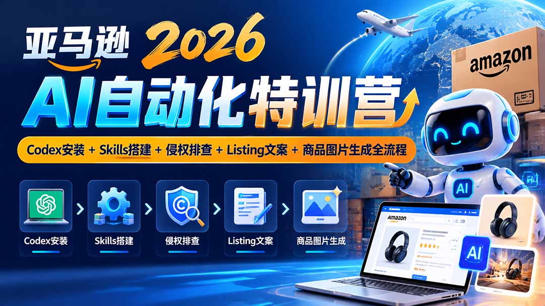 亚马逊2026AI自动化-10月特训营：Codex安装+Skills搭建+侵权排查+Listing文案+商品图片生成全流程-鑫梵淘轻创网