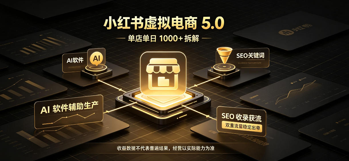小红书虚拟电商5.0,单店单日1000+,AI软件+SEO收录,双重流量稳定出单【揭秘】-鑫梵淘轻创网