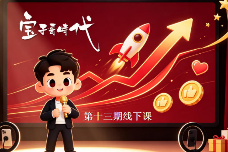 宝子哥抖音直播第13期VIP线下课9月5-6日,26年最值得看的直播课程,快速突破直播间流量瓶颈,打造高效起号闭环-鑫梵淘轻创网