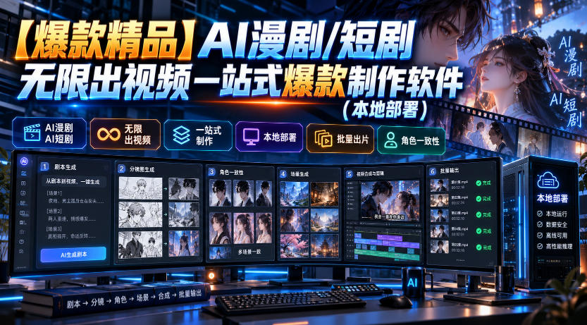 【爆款精品】AI漫剧/短剧无限出视频一站式爆款制作软件(本地部署)-鑫梵淘轻创网