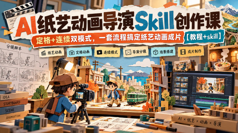 AI纸艺动画导演Skill创作课｜定格+连续双模式，一套流程搞定纸艺动画成片【教程+skill】-鑫梵淘轻创网