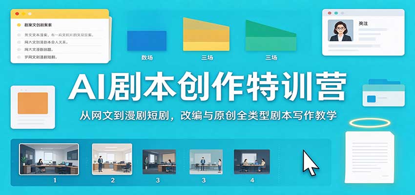 AI剧本创作特训营：从网文到漫剧短剧，改编与原创全类型剧本写作教学-鑫梵淘轻创网
