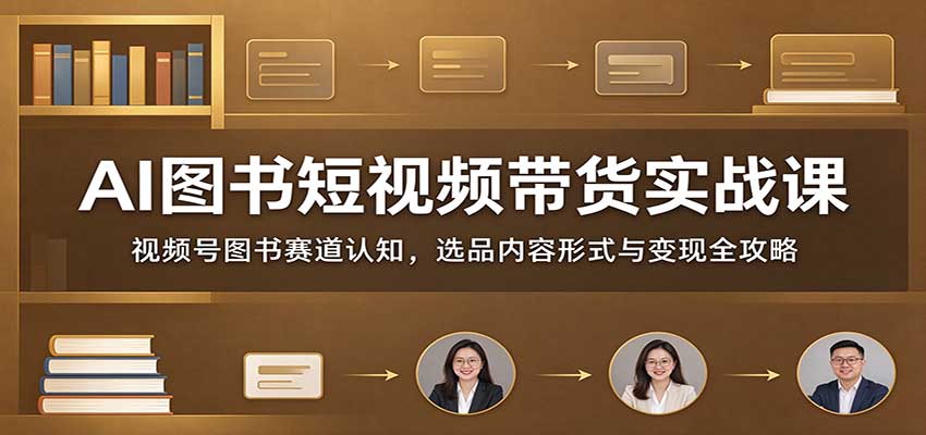 AI图书短视频带货实战课：视频号图书赛道认知，选品内容形式与变现全攻略-鑫梵淘轻创网