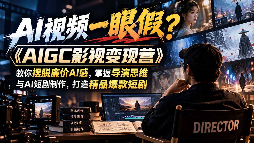 【无水印】AI视频一眼假？《AIGC影视变现营》教你摆脱廉价AI感，掌握导演思维与AI短剧制作，打造精品爆款短剧-鑫梵淘轻创网