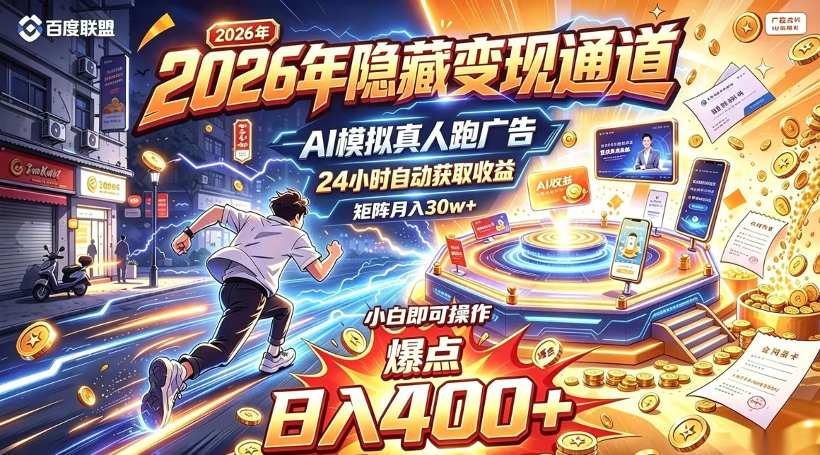 2026年别死磕自媒体，隐藏变现通道，AI模拟真人自动跑广告，小白即可操作，日入400+，矩阵月入可达到30w+【揭秘】-鑫梵淘轻创网