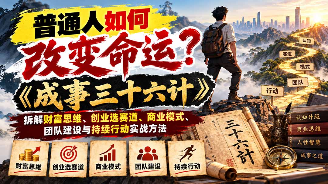 普通人如何改变命运？《成事三十六计》拆解财富思维、创业选赛道、商业模式、团队建设与持续行动实战方法-鑫梵淘轻创网