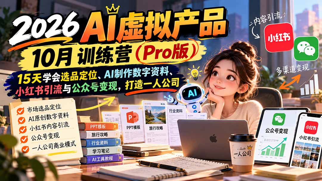 AI虚拟产品10月训练营(Pro版-鑫梵淘轻创网