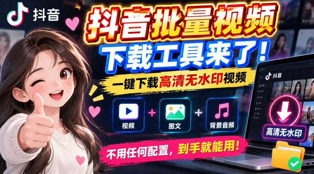 抖音批量视频下载工具,一键下载高清无水印视频,到手就能用-鑫梵淘轻创网