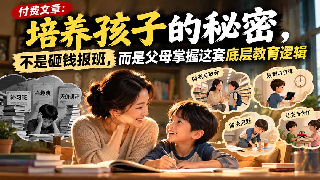 付费文章:培养孩子的秘密,不是砸钱报班,而是父母掌握这套底层教育逻辑-鑫梵淘轻创网