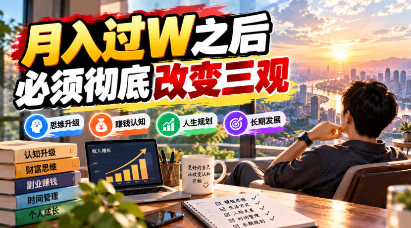 某公众号付费文章:月入过W之后,必须彻底改变三观-鑫梵淘轻创网