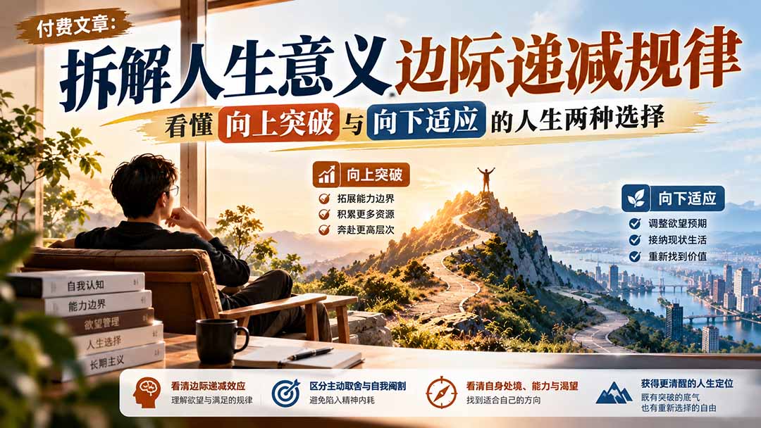付费文章:拆解人生意义边际递减规律,看懂向上突破与向下适应的人生两种选择-鑫梵淘轻创网